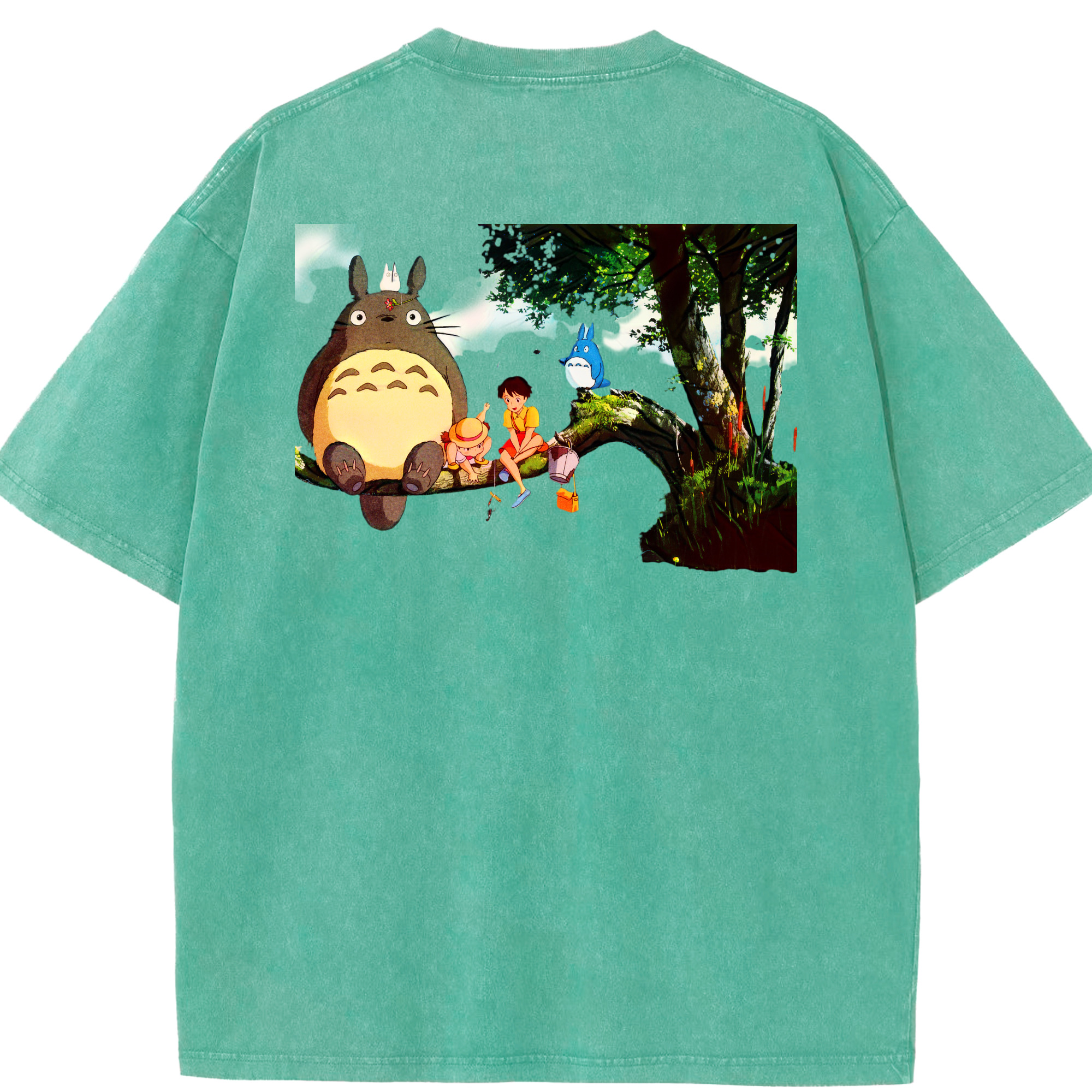 （画像用） となりのトトロ 草壁メイ 草壁サツキ My Neighbor Totoro Satsuki Kusakabe Mei Kusakabe 綿100% ヴィンテージ風 半袖Tシャツ（背面プリント）